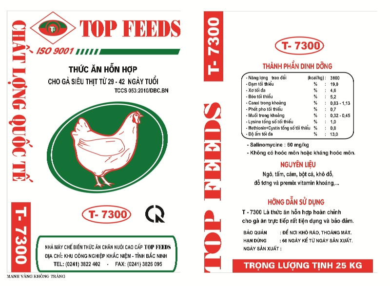 Thức ăn hỗn hợp cho gà siêu thịt từ 29 - 42 ngày tuổi