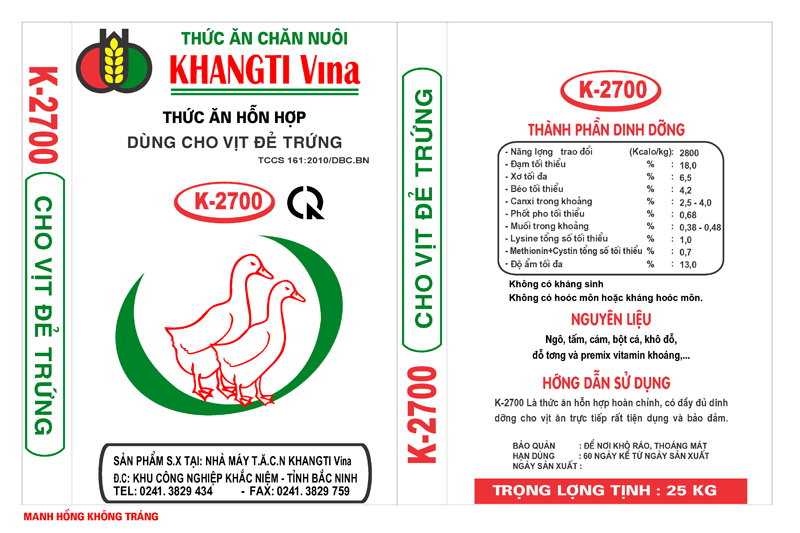 Thức ăn hỗn hợp cho vịt đẻ trứng