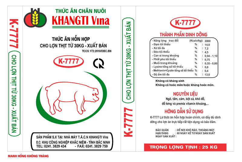 Thức ăn hỗn hợp cho lợn thịt từ 30kg đến xuất bán