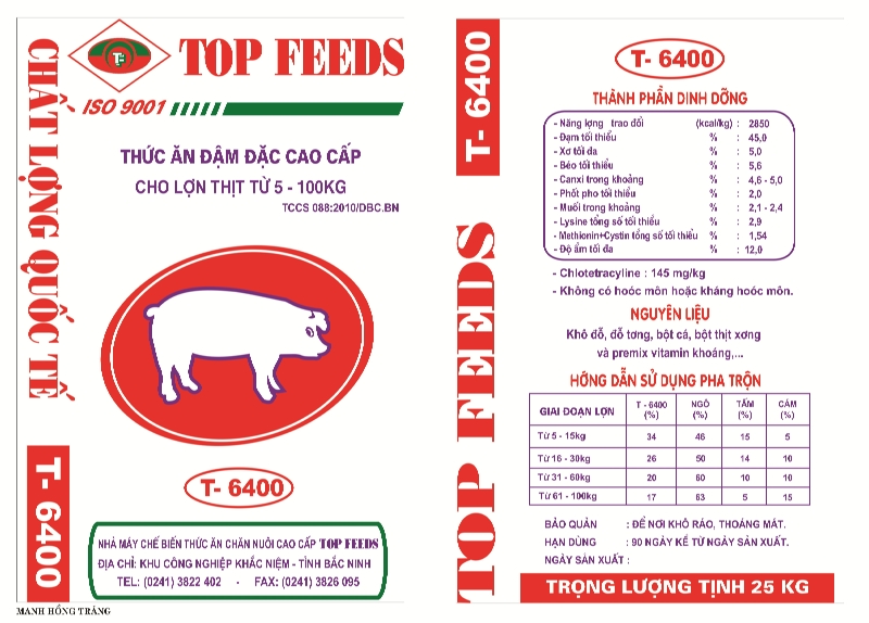 Thức ăn đậm đặc cao cấp cho lợn thịt từ 5 - 100kg