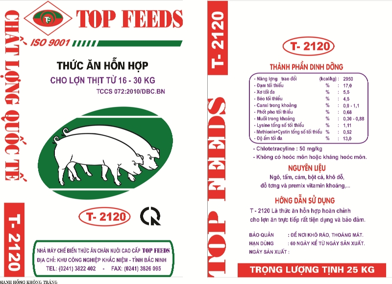 Thức ăn hỗn hợp cho lợn thịt từ 16 - 30kg