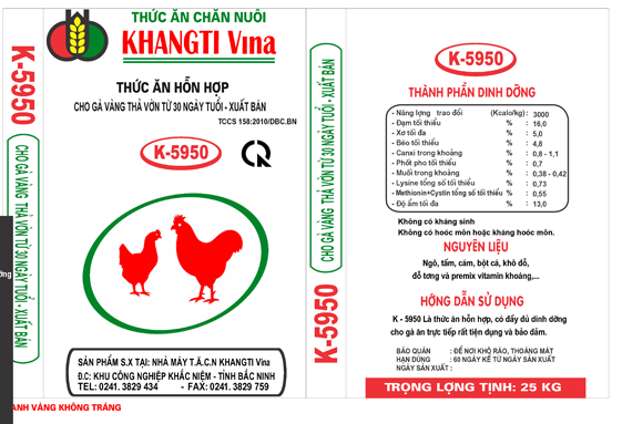 Thức ăn hỗn hợp cho gà vàng thả vườn từ 30 ngày tuổi đến xuất bán