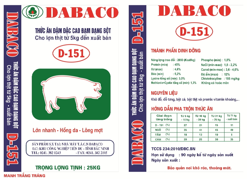 Thức ăn đậm đặc cao đạm dạng bột cho lợn thịt từ 5kg đến xuất bán