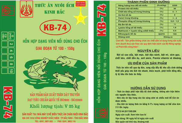 Hỗn hợp dạng viên nổi cho ếch giai đoạn từ 100 - 150g