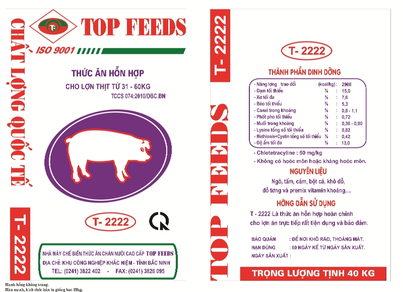 Thức ăn hỗn hợp cho lợn thịt từ 31 - 60kg
