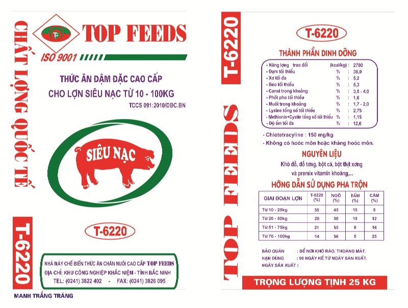 Thức ăn đậm đặc cao cấp cho lợn siêu nạc từ 10 - 100kg