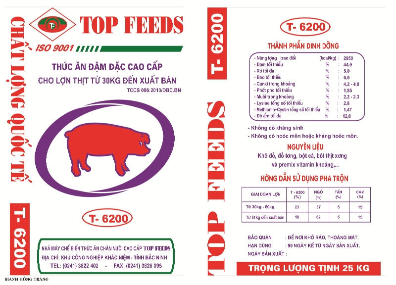 Thức ăn đậm đặc cao cấp cho lợn thịt từ 30kg đến xuất bán