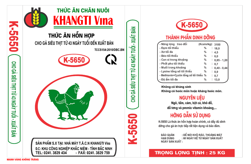 Thức ăn hỗn hợp cho gà siêu thịt từ 43 ngày tuổi đến xuất bán