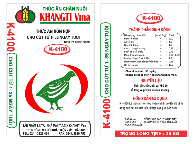 Thức ăn hỗn hợp cho cút từ 1 - 35 ngày tuổi